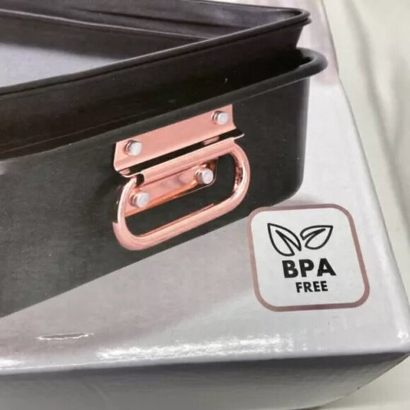 Delta 8 Piece Nonstick Stackable Bakeware Set Matte Black Rose Gold Trim NIB - Picture 10 of 13